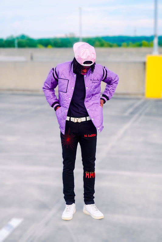 Mutanity quilted purple & black bomber jacket