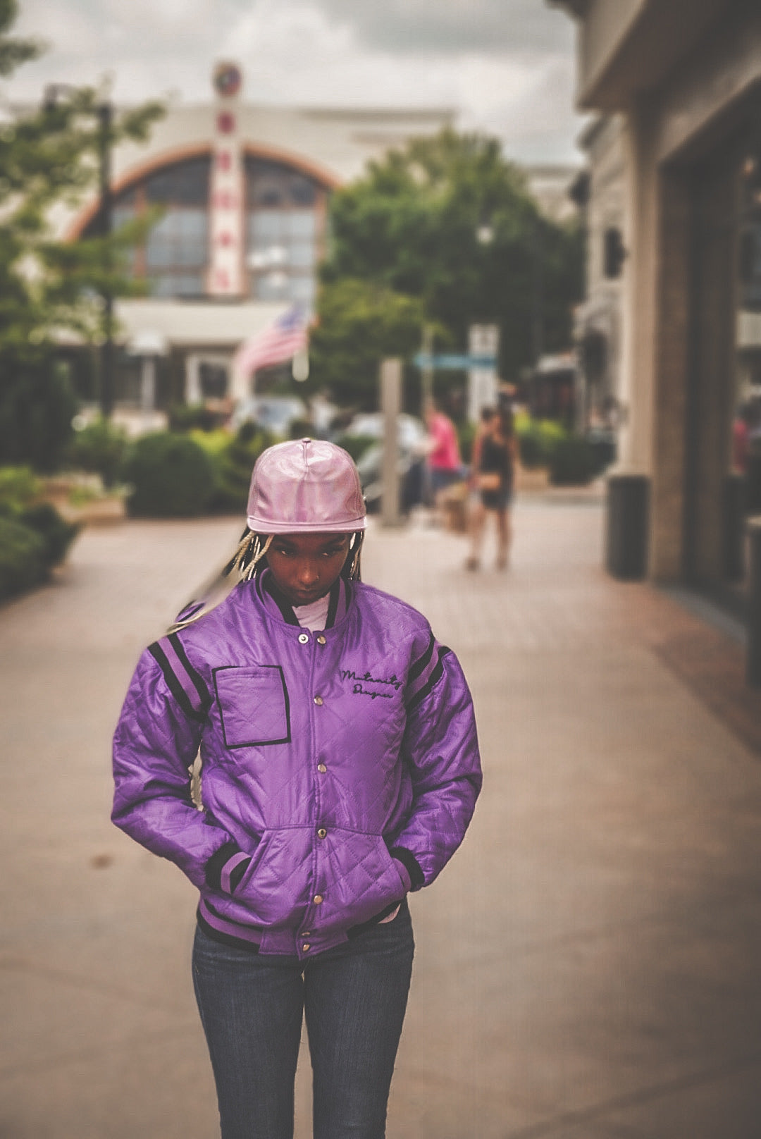 Mutanity quilted purple & black bomber jacket